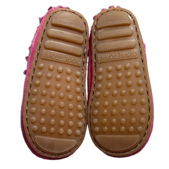 Minnetonka hot pink double fringe boots baby girl size 3 - Picture 8 of 10
